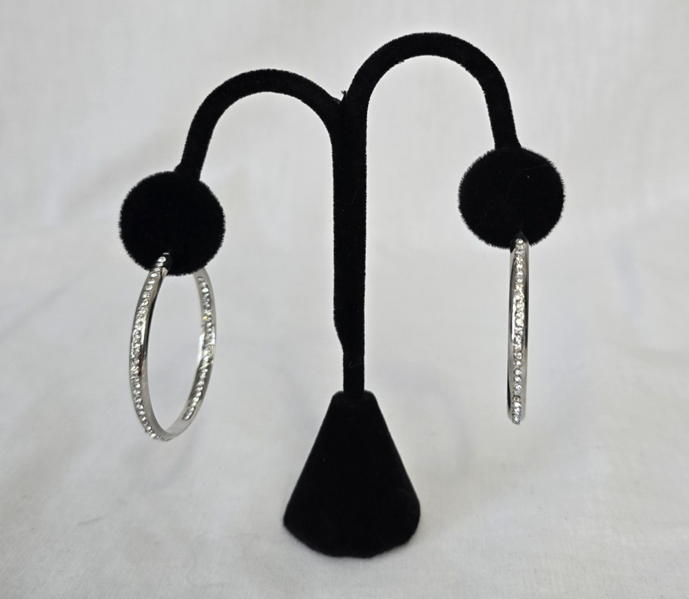 Zaxie by Stephanie Taylor Play it by Ear Hoop Earrings Silver Plated